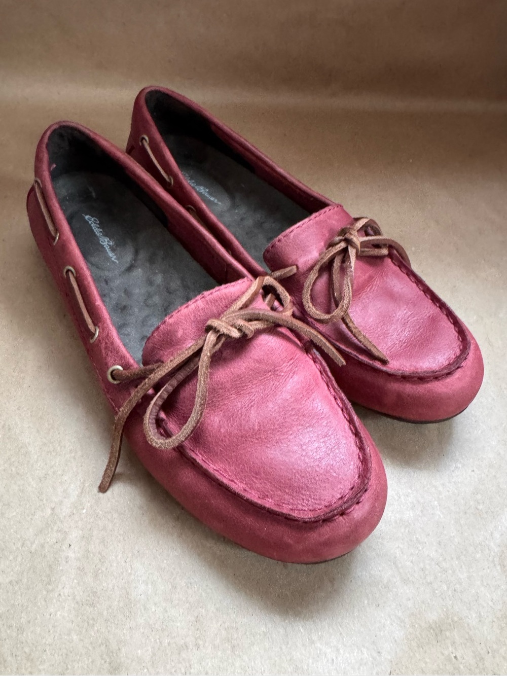 Eddie Bauer Burgundy Leather Boat/Deck Shoe Loafers. Size 7.5